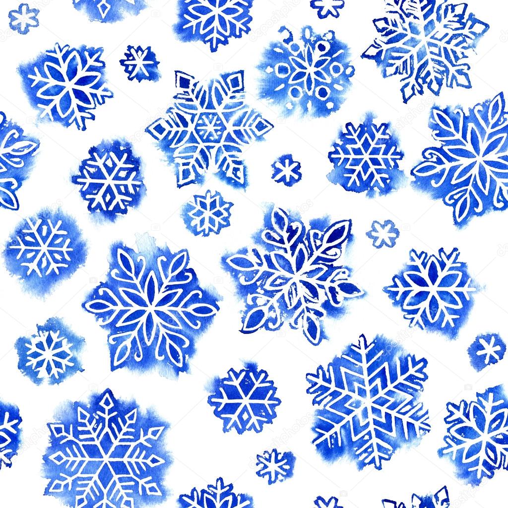 Watercolor pattern snowflakes