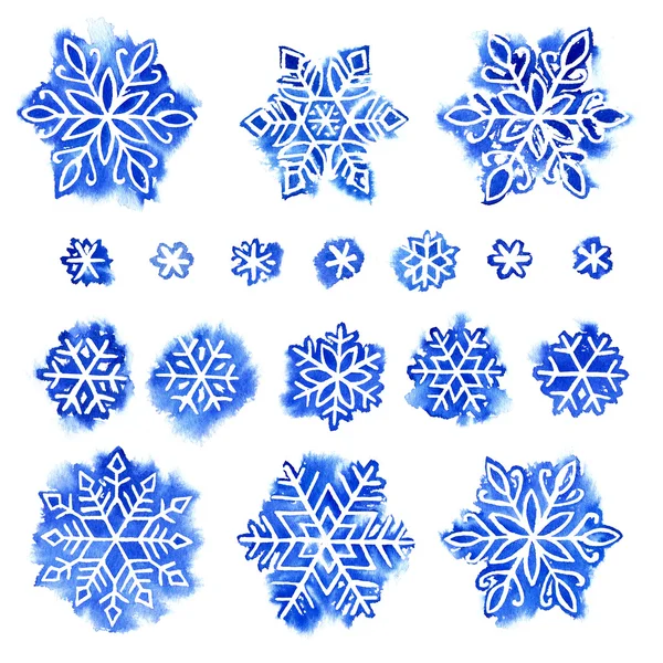 Watercolor snowflake set — Stock Photo, Image