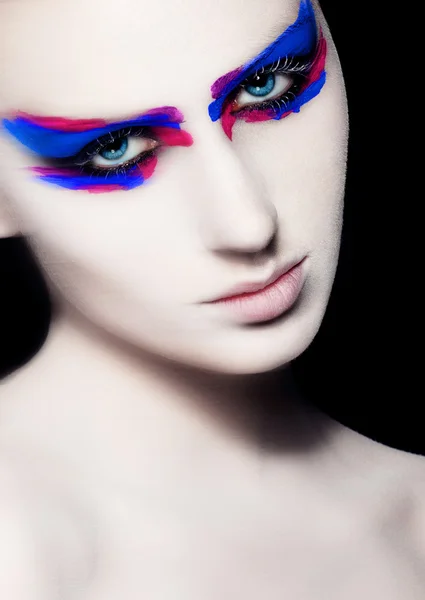 Beleza arte criativa maquiagem no fundo preto — Fotografia de Stock