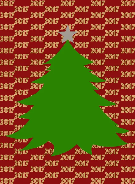 Albero di Natale con stella d'argento 2017 sfondo — Foto Stock