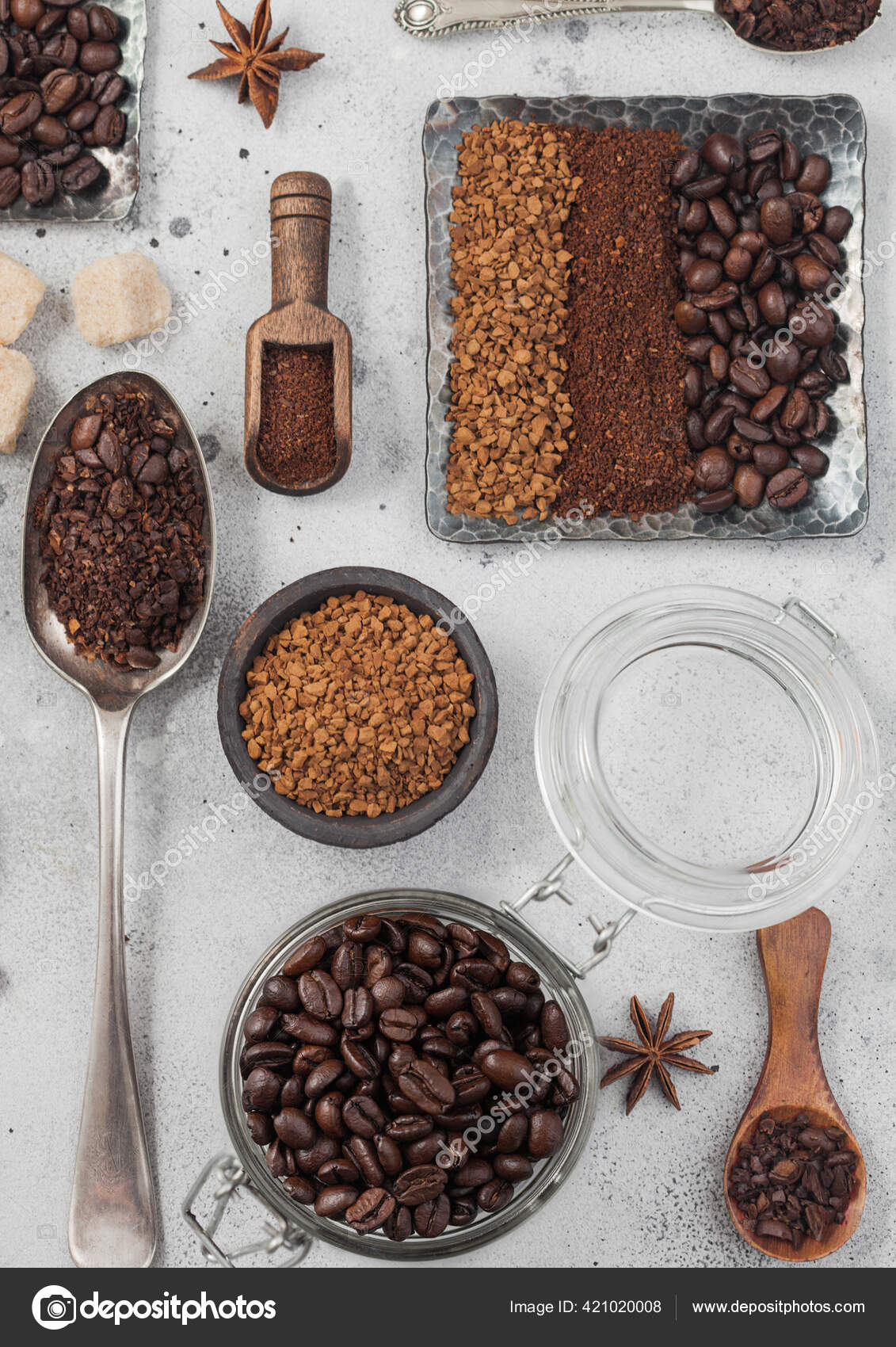 Freeze Dried Instant Coffee Granules Ground Coffee Beans Steel Plate