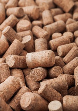 Çeşitli şarap ve şampanya mantarları. Makro