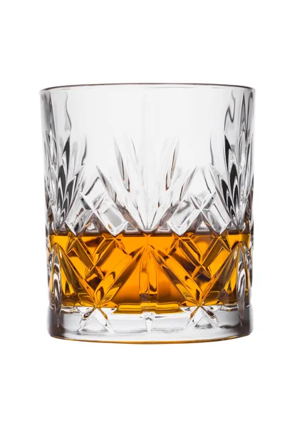 Scotch Whisky Cristal Élégant Verre Isolé Sur Fond Blanc — Photo