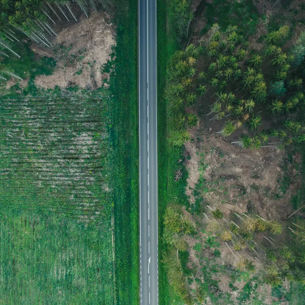 Top View Rural Road Aerial Drone Photography Concept — Stock Photo, Image