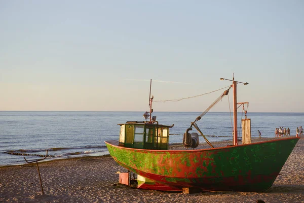 Fischerboote Bei Sonnenaufgang Strand Sommer — Stockfoto