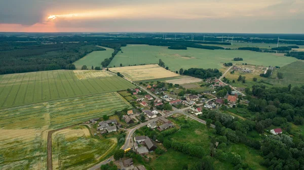 Luchtfoto Van Een Typisch Pools Slanggebied Bergstadjes Genomen Een Zonnig — Stockfoto