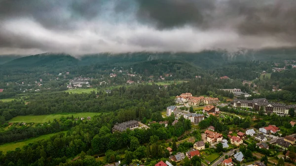 Vue Aérienne Sur Drone Petit Village Typiquement Polonais Entouré Belles — Photo