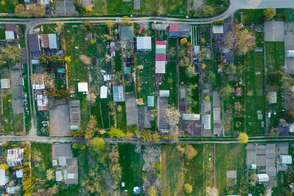 Tuinieren Toewijzing Luchtlandschapszicht Polen Voorjaarstijd — Stockfoto