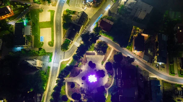 Légi Felvétel Karpacz Városképéről Naplementekor Drón Légi Fotózás — Stock Fotó