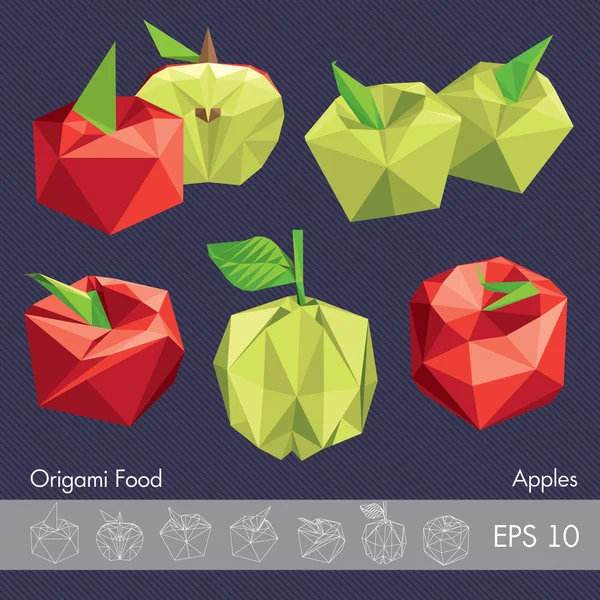 Zestaw origami jabłka — Wektor stockowy