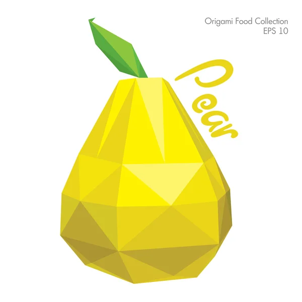 Origami (low poly) pear — Stock Vector