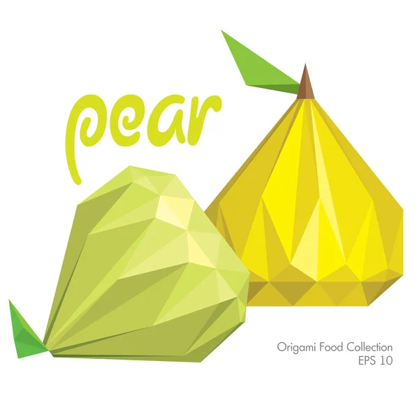 Origami (low poly) pears — Stock Vector