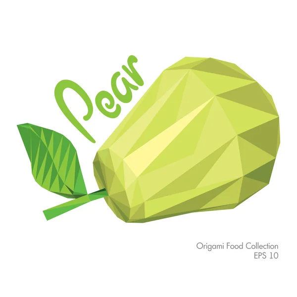 Origami (low poly) pear — Stock Vector