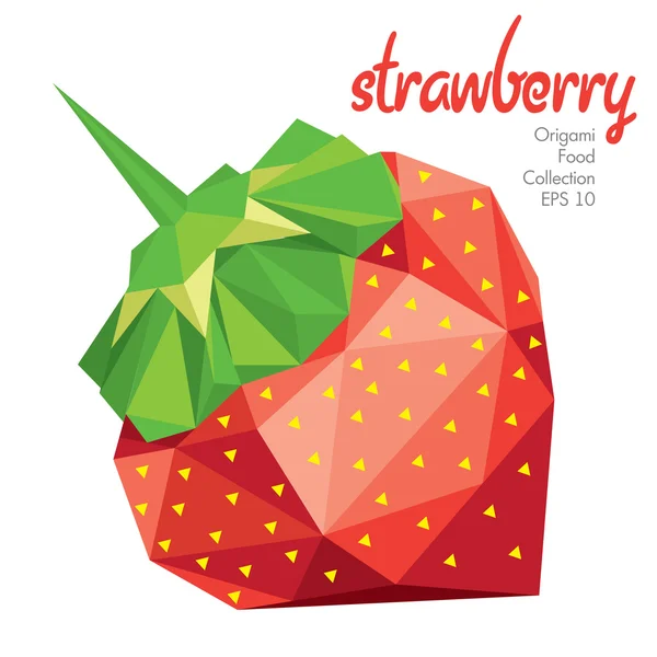 Origami (low poly) Erdbeere — Stockvektor