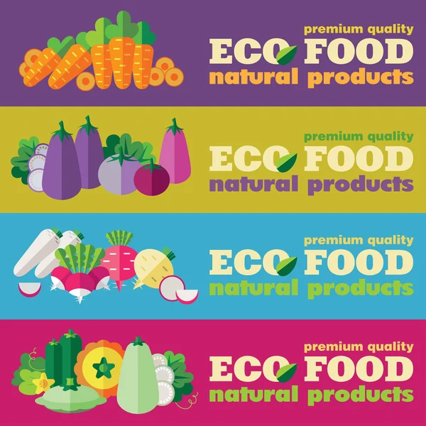 Ekologické potraviny bannery sada — Stockový vektor