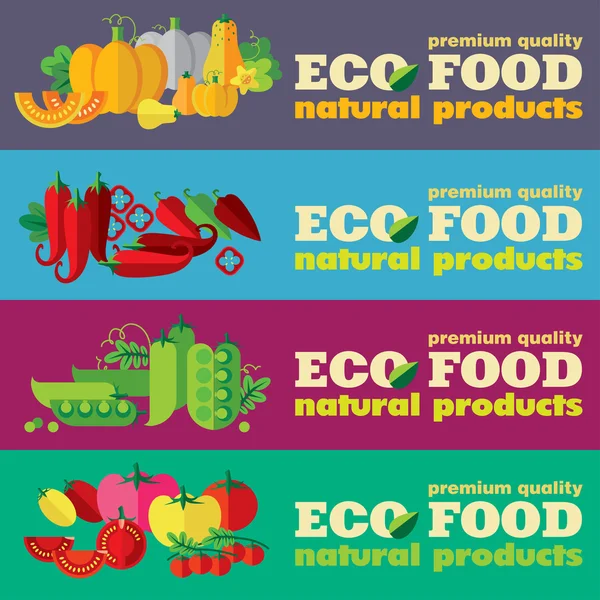 Eco food banners set — Stock Vector