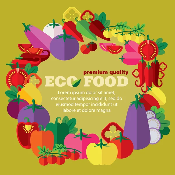 Comida ecológica (verduras, familia de la sombra ) — Vector de stock