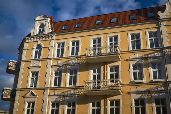 Art Nouveau facade of the building with balconies — Stock Photo, Image