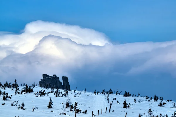 Lonely Rock And Snow Covered Tourist Trail Stock Images Page Everypixel