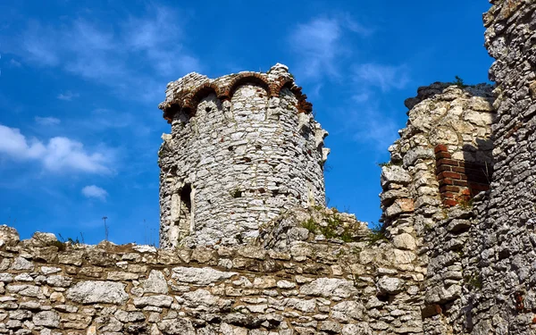 Ogrodzieniec bir kule ile harap Ortaçağ Kalesi — Stok fotoğraf