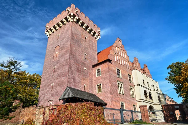 Červená Cihlová Věž Zrekonstruovaný Královský Hrad Poznani — Stock fotografie