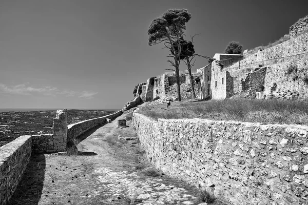 Stone Walls Medieval Venetian Castle George Island Kefalonia Greece Monochrome — Stock Photo, Image