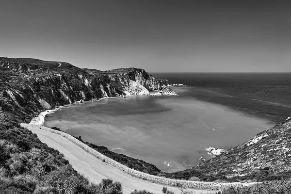 Côte Rocheuse Petani Bay Sur Île Céphalonie Grèce Monochrome — Photo