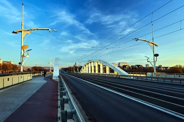 Estructura Acero Del Puente Sobre Río Warta Poznan — Foto de Stock