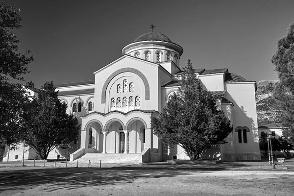 Iglesia Del Monasterio Ortodoxo San Gerasimus Isla Cefalonia Grecia Monocromo —  Fotos de Stock