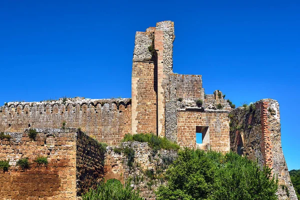 Stenen Ruïnes Van Een Oud Kasteel Stad Sovana Italië — Stockfoto