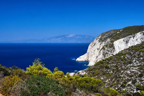 Une Côte Mer Accidentée Dans Île Zante Grèce — Photo