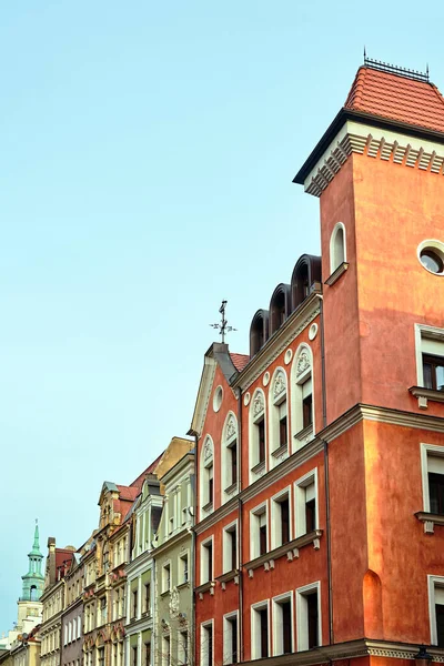 Fragment Fasaden Historiska Hyreshus Poznan — Stockfoto