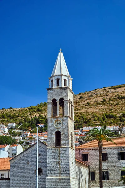 Torre Iglesia Medieval Ciudad Dubrownik Croacia — Foto de Stock