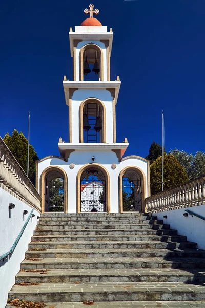 Ortodoxní Kostel Bell Tower Ostrově Rhodos Řecku — Stock fotografie