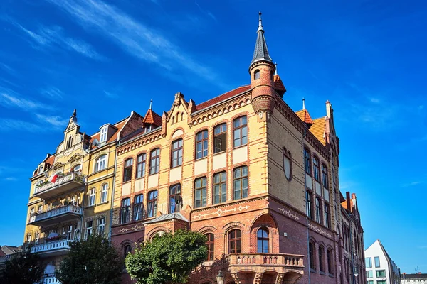 Neo Gothic Facade Historic Red Brick Tenement House Poznan — Stock Photo, Image