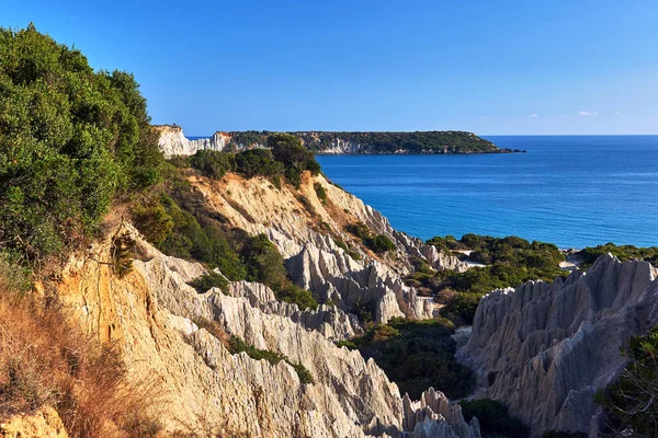 Skaliste Urwisko Plaży Gerakas Wyspie Zakynthos Grecji — Zdjęcie stockowe