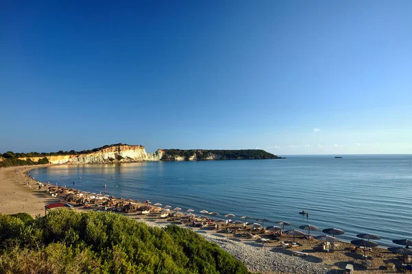 Skaliste Urwisko Plaży Gerakas Wyspie Zakynthos Grecji — Zdjęcie stockowe