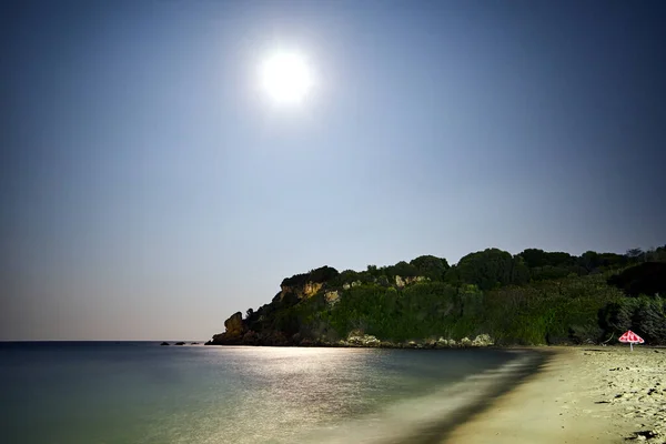 Península Rocosa Plena Luz Luna Isla Zakynthos Grecia —  Fotos de Stock