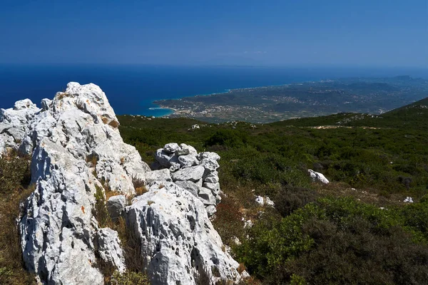 Bergtoppen Rotsen Zee Het Eiland Zakynthos Griekenland — Stockfoto