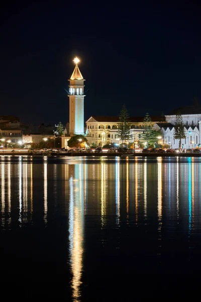 Hamn Och Ortodoxa Katedralen Huvudstaden Zakynthos Natten Grekland — Stockfoto