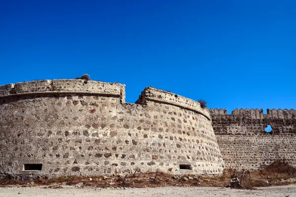 Murallas Piedra Una Fortaleza Veneciana Medieval Isla Kos Grecia — Foto de Stock