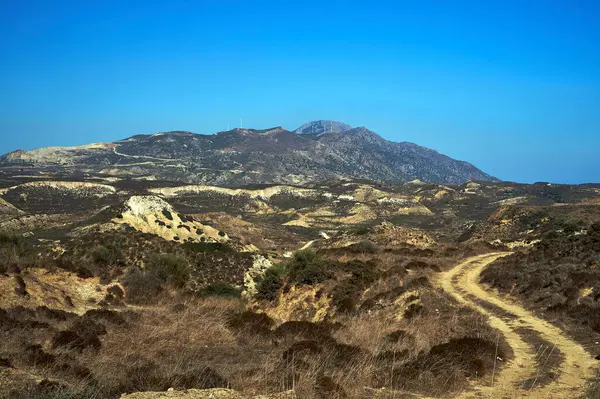 Paisaje Montaña Con Camino Tierra Isla Kos Grecia — Foto de Stock