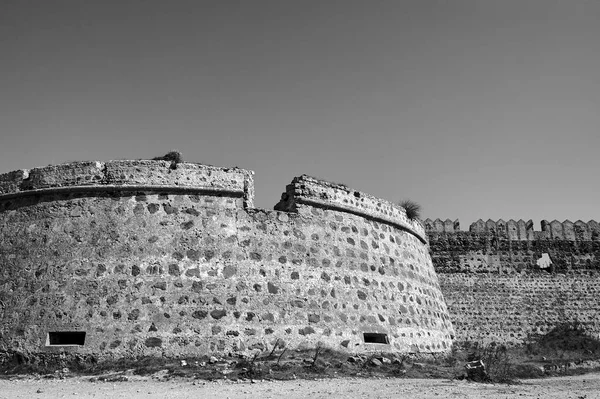 Stone Walls Medieval Venetian Fortress Island Kos Greece Monochrome — Stock Photo, Image