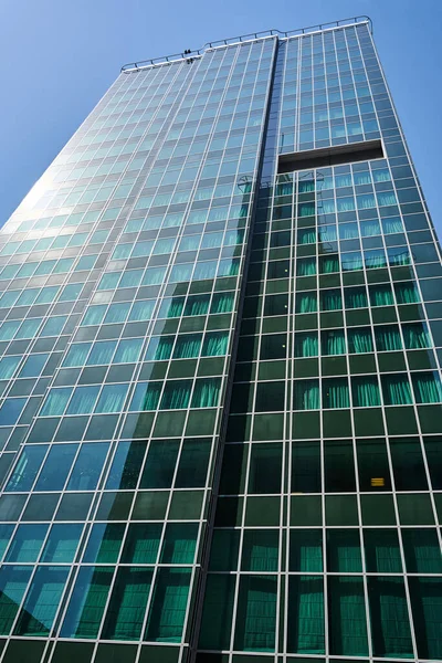 Fachada Del Edificio Moderno Gran Altura Cristal Aluminio Centro Poznan — Foto de Stock