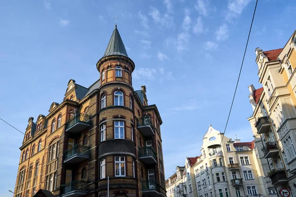 Historic Red Brick Tenement House City Poznan — Stock Photo, Image