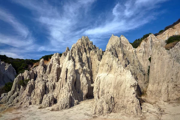 Geformt Durch Erosionsfelsen Der Küste Der Griechischen Insel Zakynthos — Stockfoto