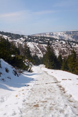 İz hiking karda gömülü