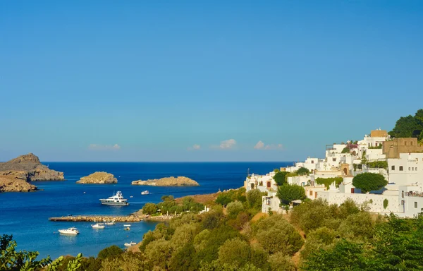 Port city of Lindos on the island of Rhodes — Stock Photo, Image