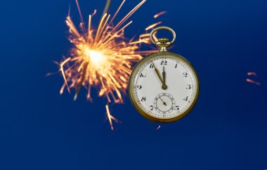 Yeni yıl süslemeleri arka planı cep saati