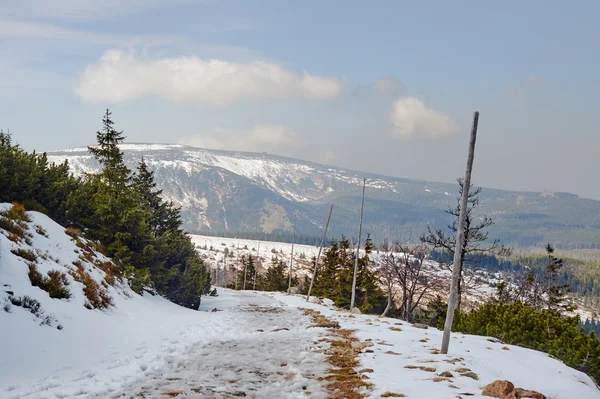 Buried in snow hiking trail in the Giant Mountains — Stock Photo, Image